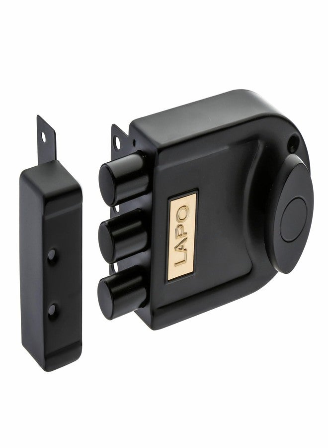 LAPO Black TriBolt Deadbolt Lock, Modern Main Door Security Lock for Wooden Door, Fixed Cylinder with 4 Brass Keys, Suitable for Inside&Outside Opening, Heavy Duty Design for Long-Lasting Protection - Image 1